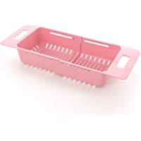 jlfhyg - Cesta de Drenaje de plástico retráctil para Verduras y Frutas sobre el Fregadero- colador- colador- escurridor…